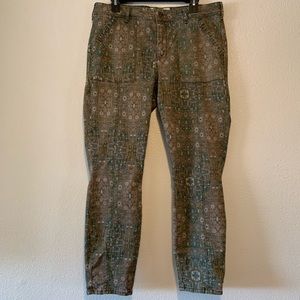 Anthropologie Slim Printed Olive Green